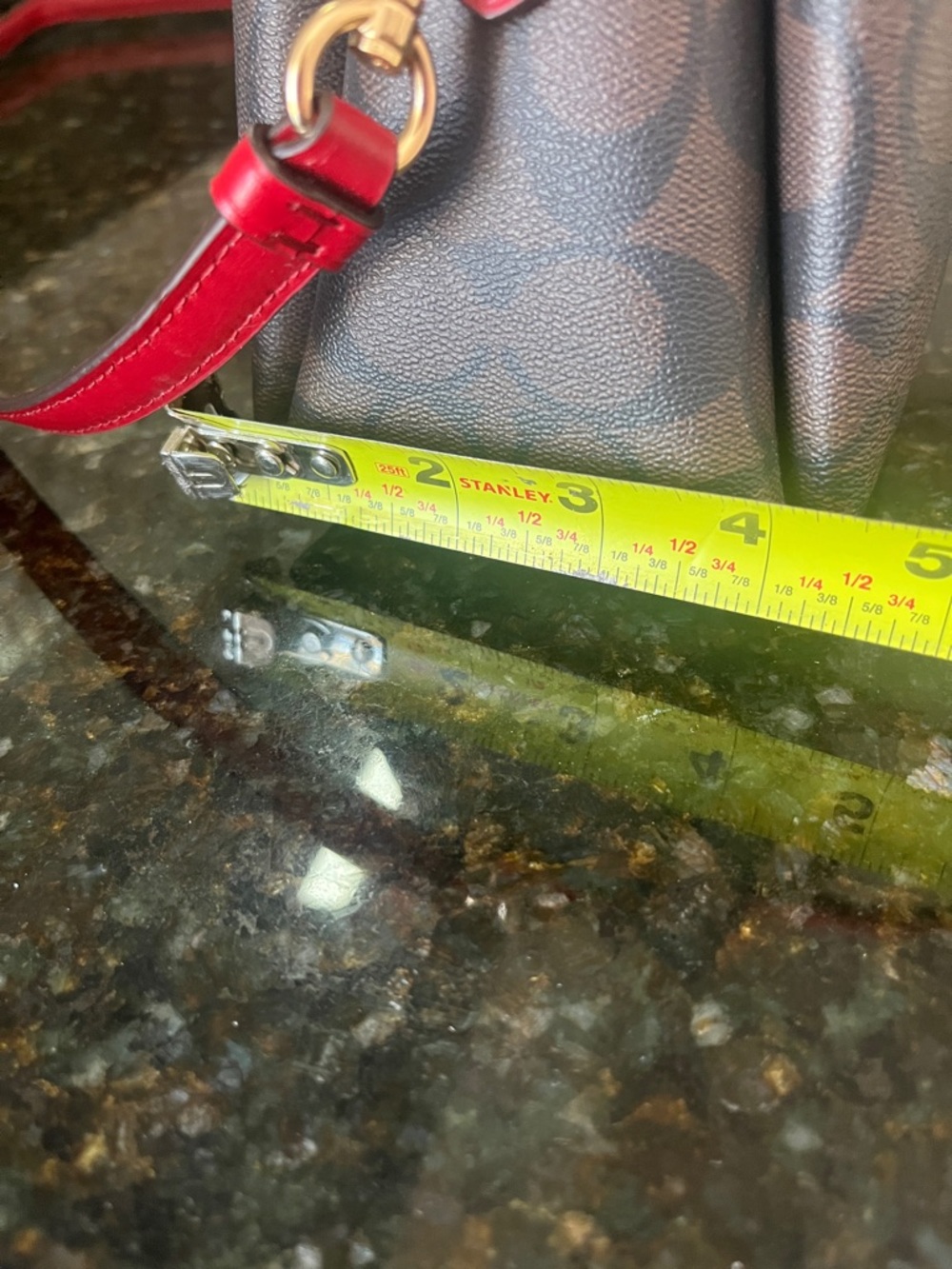 Coach Brown Signature Satchel with Red Trim and Tag - Picture 7 of 7